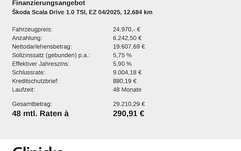 Gebraucht Skoda Scala Drive 116 PS (85 kW) 2025 Graphitegrau metallic Kleinwagen