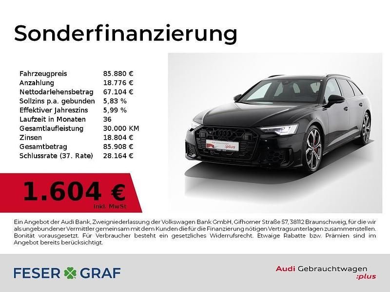 Mythosschwarz metallic Gebraucht 2025 Audi S6 Ambiente Kombi | 85.880 € - Bild 1/4
