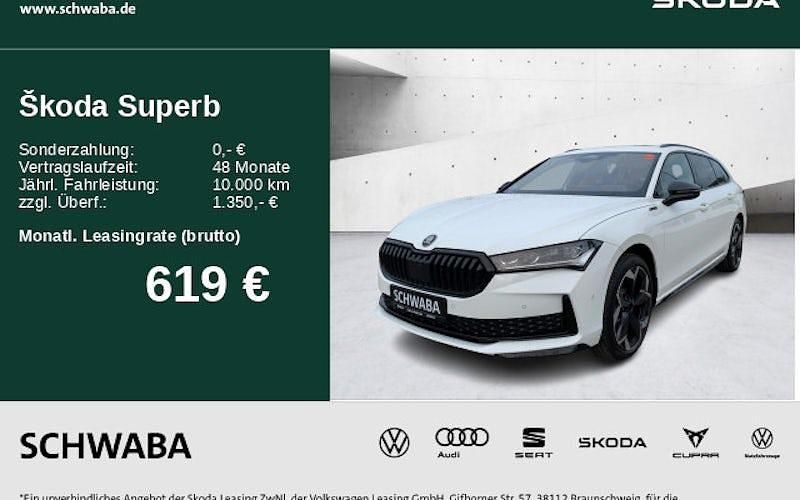 Weiß Neu 2025 Skoda Superb SportLine Kombi | 58.380 € (Teuer) - Bild 1/4