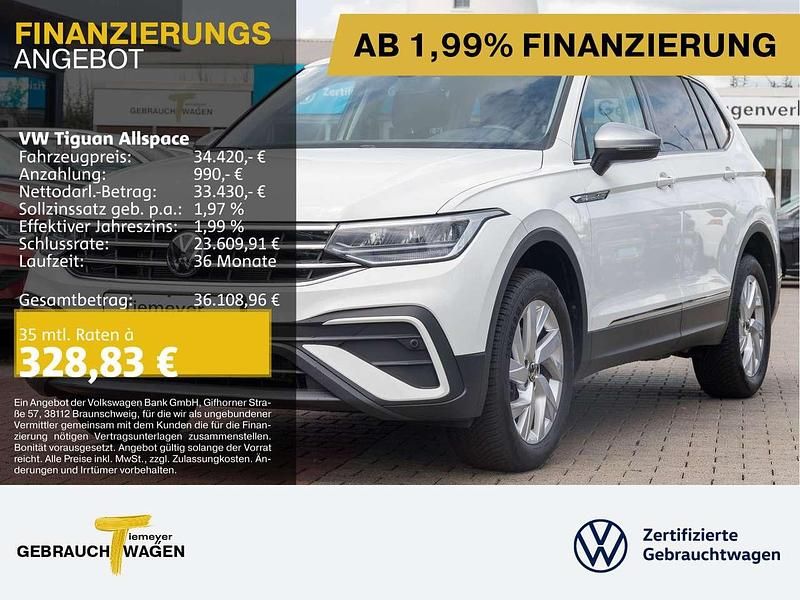 Pure white Gebraucht 2024 VW Tiguan Allspace Life SUV | 34.420 € (Guter Preis) - Bild 1/4
