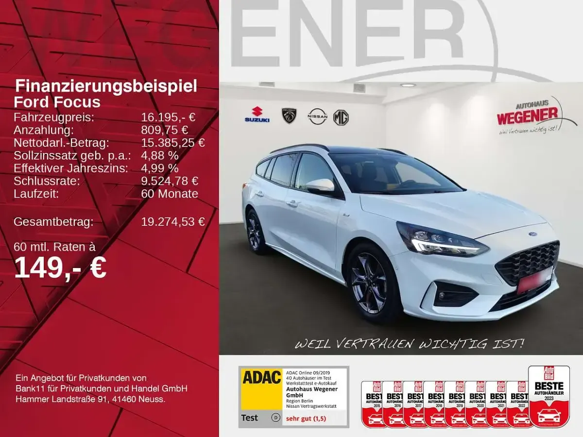 Usata Ford Focus ST-Line 125 CV (91 kW) 2021 Bianco Berlina