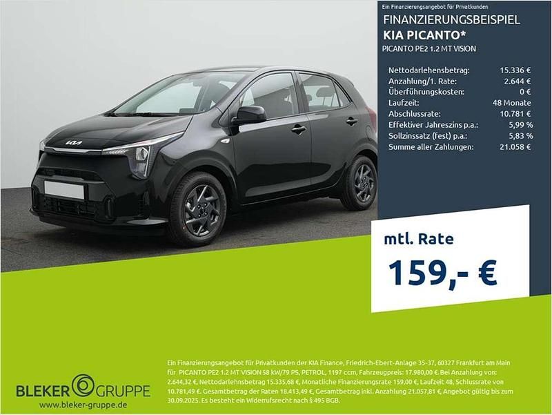 Auroraschwarz metall Gebraucht 2025 Kia Picanto Vision Kleinwagen | 16.980 € (Fairer Preis) - Bild 1/3