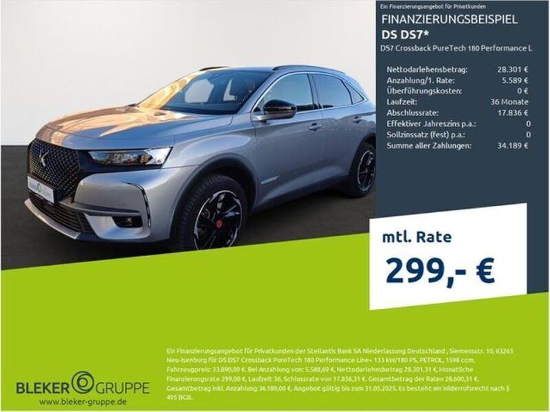 Artensegrau (metallic) Gebraucht 2023 DS Automobiles DS7 Crossback Performance Line Plus SUV | 33.890 € (Fairer Preis) - Bild 1/3
