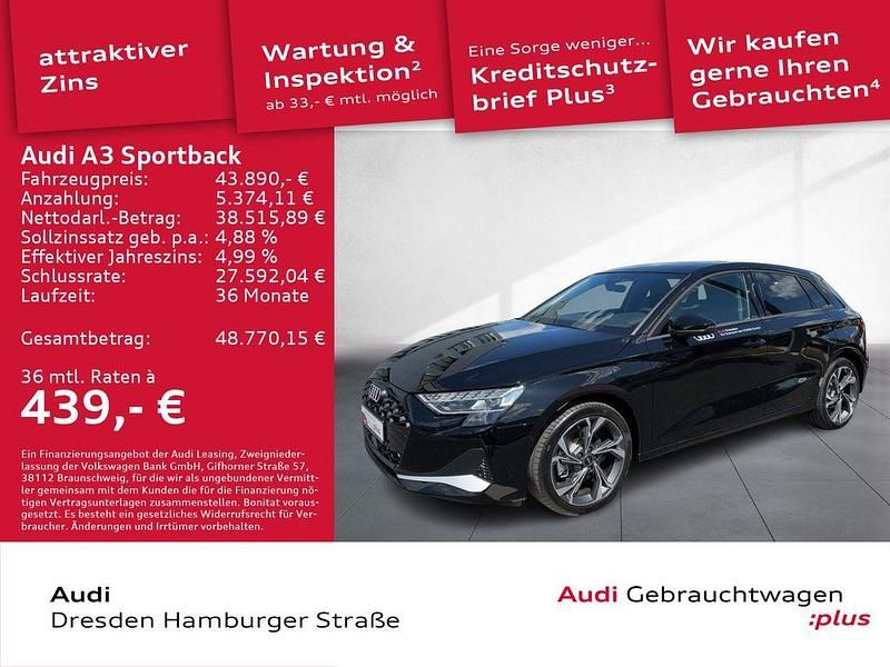 Brillantschwarz Gebraucht 2025 Audi A3 Sportback e-tron Advanced Plus Kleinwagen | 43.890 € - Bild 1/3