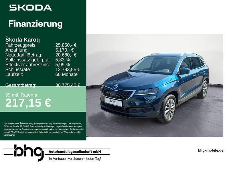 Lavablau metallic Gebraucht 2022 Skoda Karoq Ambition SUV | 25.850 € (Guter Preis) - Bild 1/4