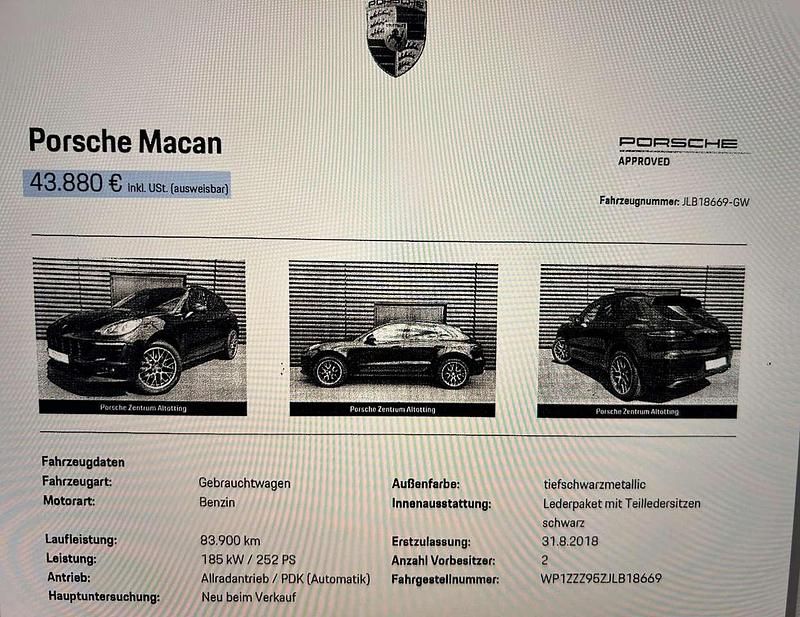 Schwarz Gebraucht 2018 Porsche Macan SUV | 41.700 € (Fairer Preis) - Bild 1/4