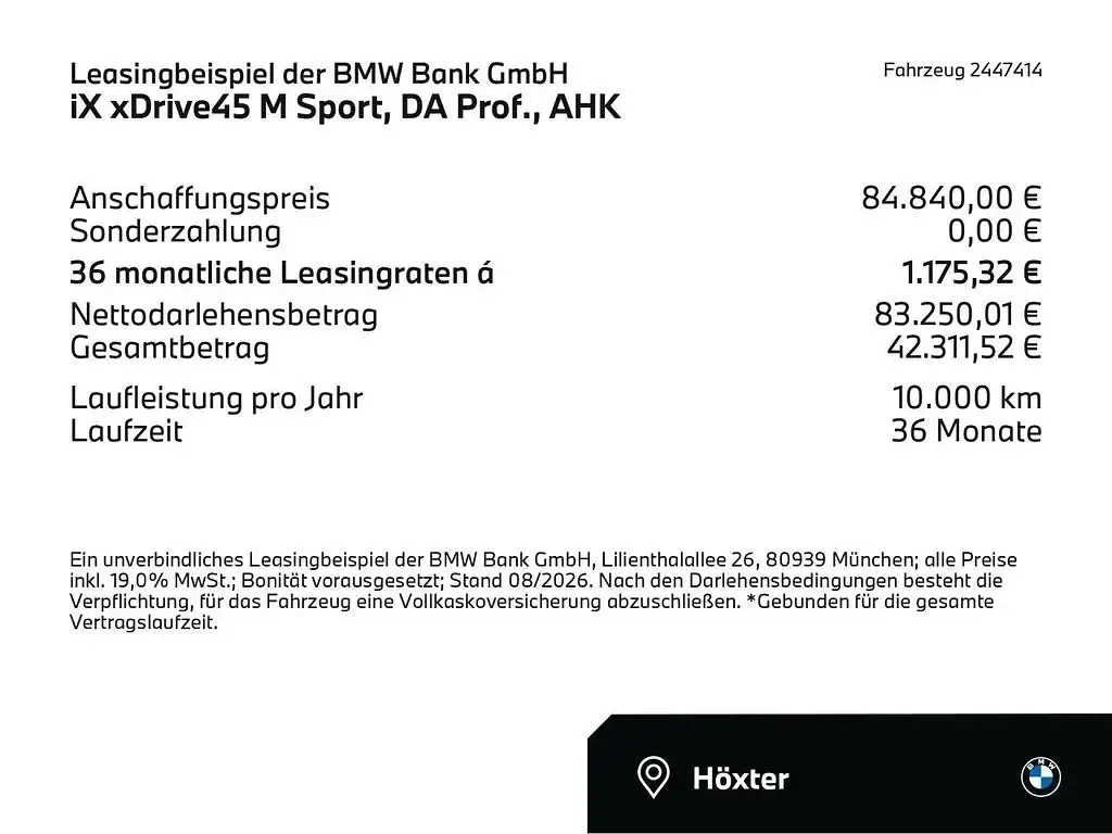 Neu BMW iX M Sport 300 kW (408 PS) 2026 Spacesilber (silber) SUV
