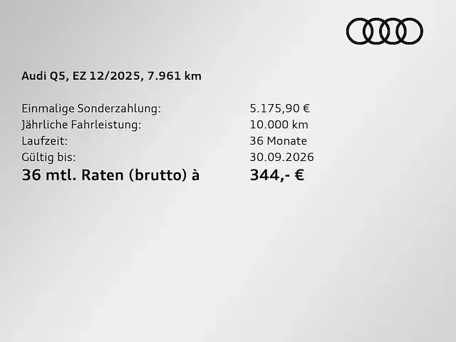 Gebraucht Audi Q5 204 PS (150 kW) 2025 Florettsilber metallic SUV