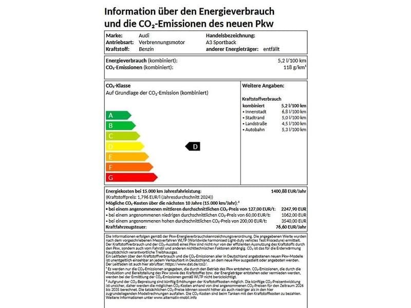 Neu Audi A3 116 PS (85 kW) 2026 Weiss Kombi