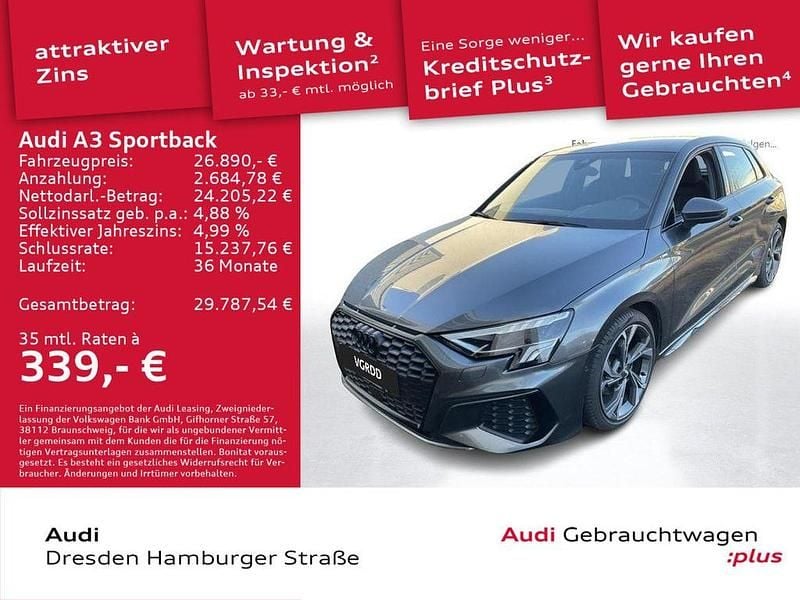 Daytonagrau perleffekt Gebraucht 2021 Audi A3 Ambiente Limousine | 26.890 € (Etwas zu teuer) - Bild 1/3