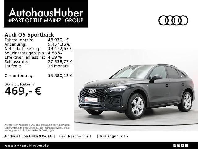 Mythosschwarz metallic (metallic) Gebraucht 2022 Audi Q5 Sportback S-Line SUV | 48.930 € (Fairer Preis) - Bild 1/4