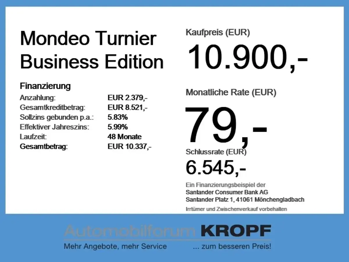 Gebraucht Ford Mondeo Business Edition 150 PS (110 kW) 2020 Chromablau metallic Kombi