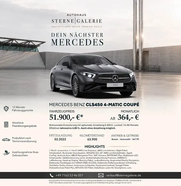 Gebraucht Mercedes CLS450 AMG line 367 PS (269 kW) 2022 Grau Coupé