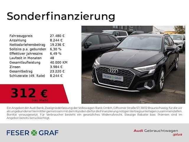 Brillantschwarz Gebraucht 2024 Audi A3 Advanced Plus Limousine | 27.480 € (Guter Preis) - Bild 1/2