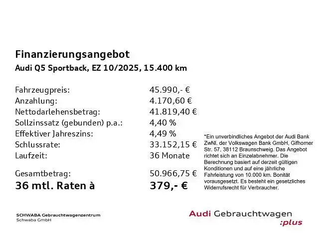 Gebraucht Audi Q5 Sportback Advanced 204 PS (150 kW) 2025 Silber SUV