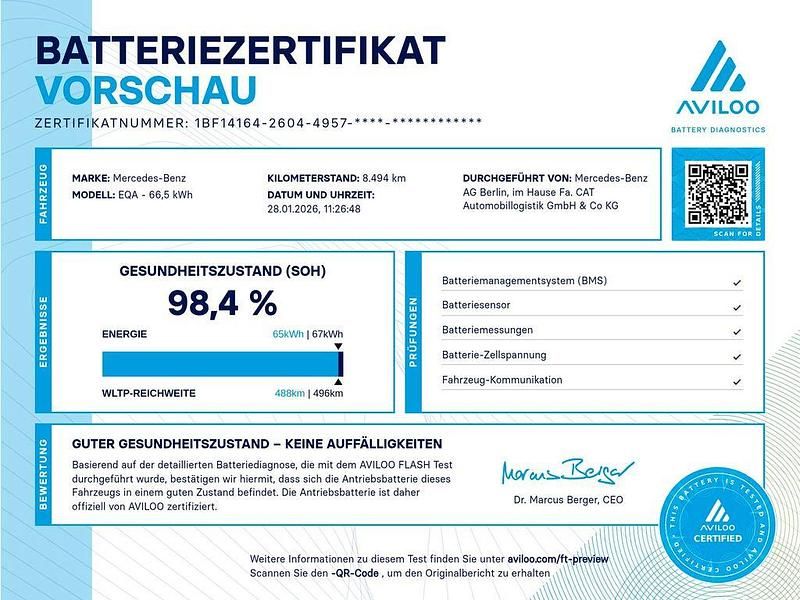 Gebraucht Mercedes EQA300 Advanced 167 kW (228 PS) 2024 Schwarz SUV
