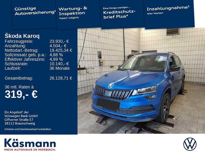 Blau Gebraucht 2020 Skoda Karoq SportLine SUV | 23.930 € (Etwas zu teuer) - Bild 1/4