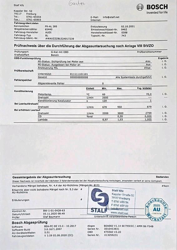 Gebraucht Audi A3 102 PS (75 kW) 2001 Silber Kleinwagen
