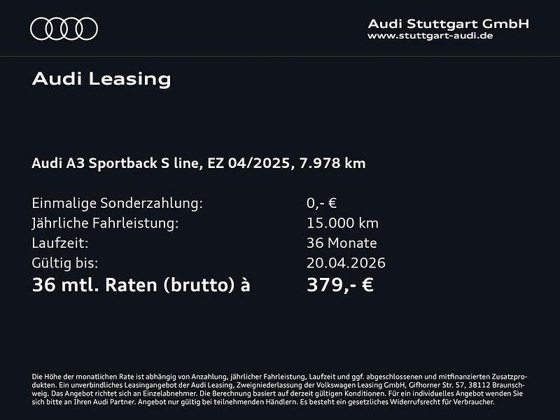 Gebraucht Audi A3 S-Line 204 PS (150 kW) 2025 Gletscherweiß metallic Limousine