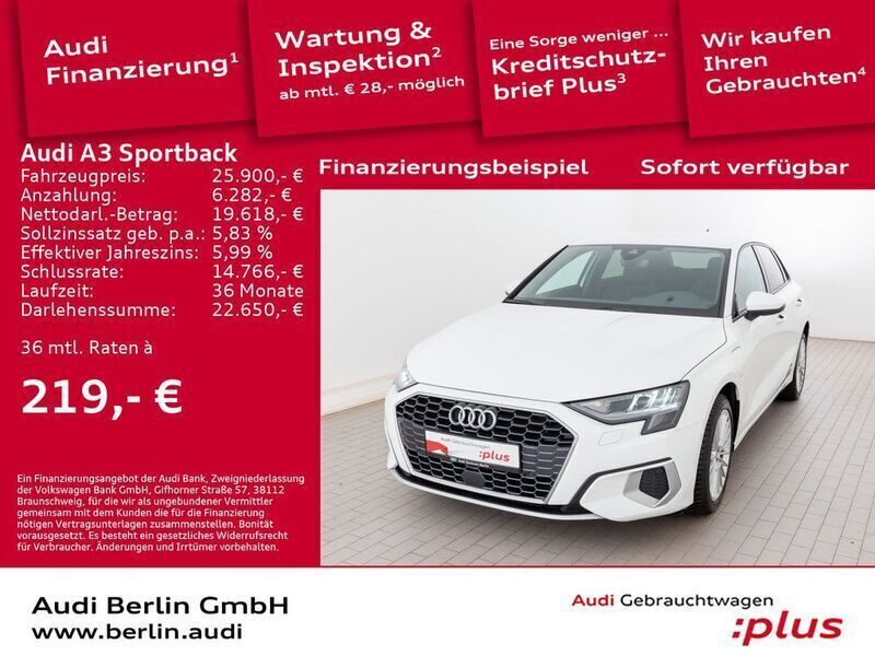 Ibisweiß Gebraucht 2022 Audi A3 Sportback e-tron Ambiente Limousine | 25.900 € (Fairer Preis) - Bild 1/3