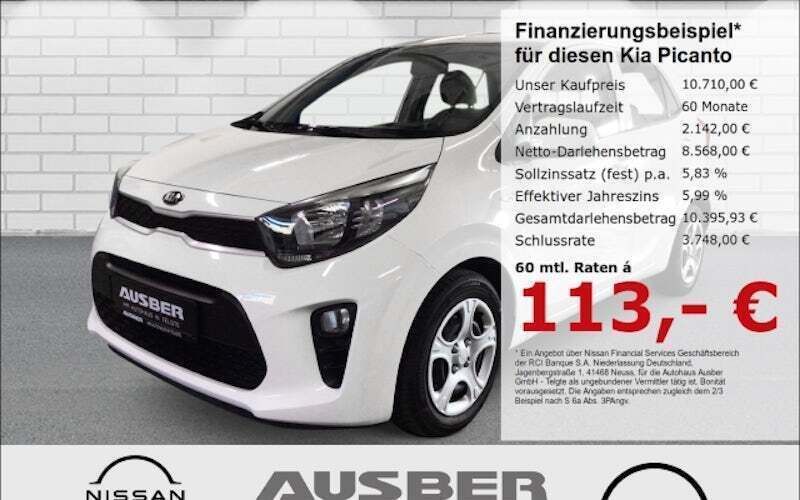Ud) schneeweiss (weiss Gebraucht 2021 Kia Picanto Edition 7 Kleinwagen | 10.710 € (Fairer Preis) - Bild 1/4