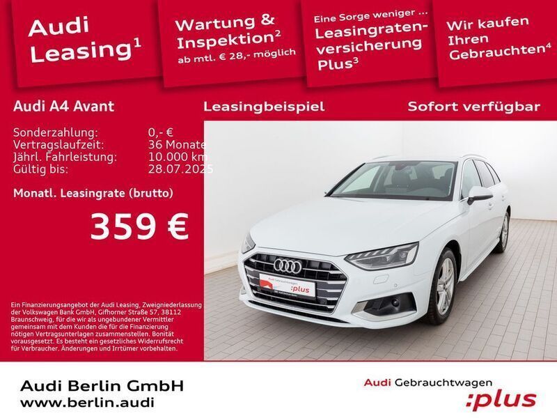 Gletscherweiß metallic Gebraucht 2024 Audi A4 Advanced Plus Kombi | 38.900 € (Teuer) - Bild 1/3