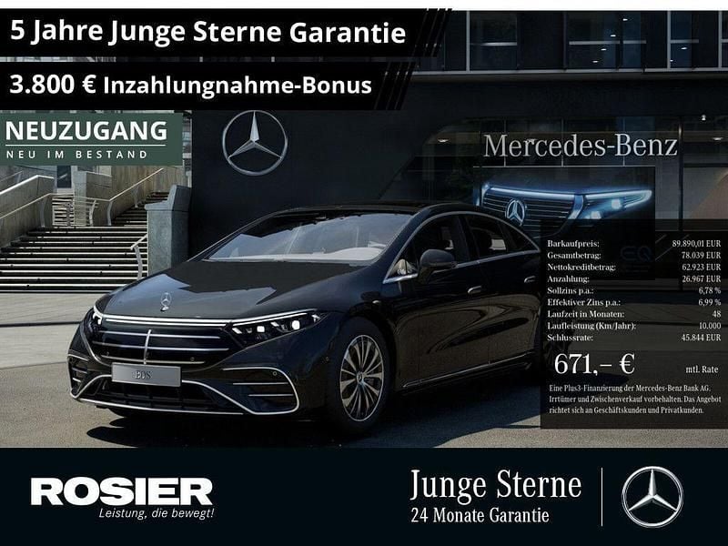 Schwarz / obsidianschwarz Gebraucht 2024 Mercedes EQS450+ Style Limousine | 88.890 € - Bild 1/4