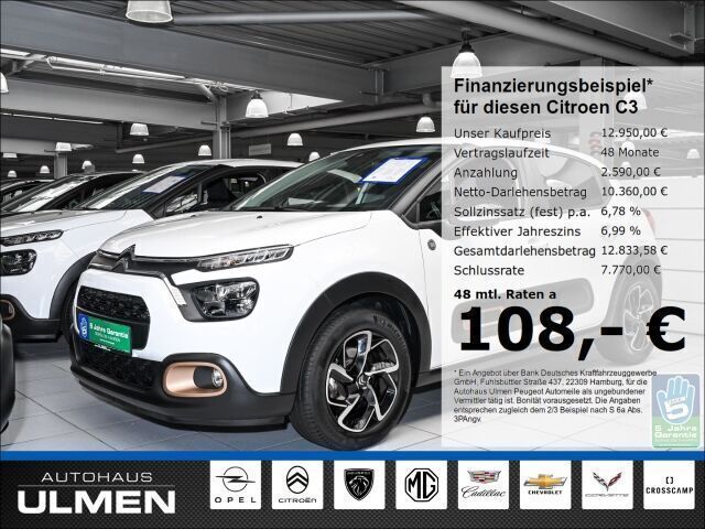Weiß Gebraucht 2023 Citroën C3 PureTech Kleinwagen | 12.950 € (Fairer Preis) - Bild 1/4