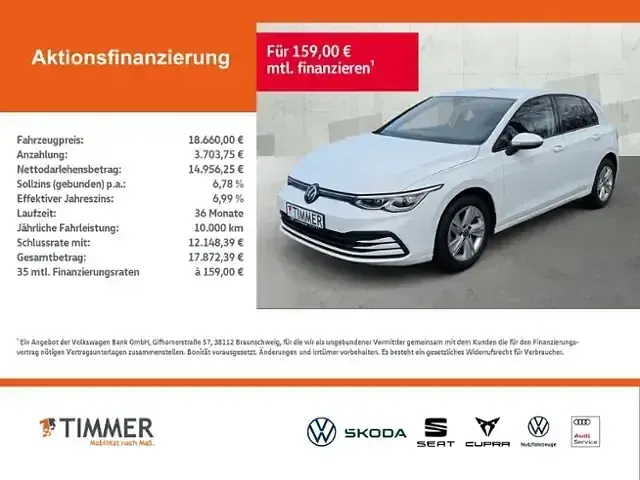 Gebraucht VW Golf VIII Life 131 PS (96 kW) 2023 Weiß Limousine