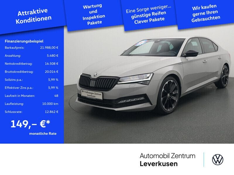 Grau / stahlgrau Gebraucht 2019 Skoda Superb SportLine Limousine | 21.988 € (Guter Preis) - Bild 1/4
