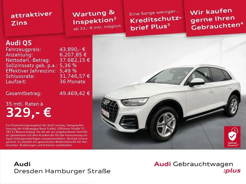 Gebraucht Audi Q5 Advanced Plus 204 PS (150 kW) 2024 Arkonaweiß SUV
