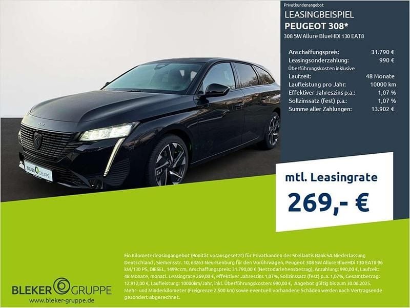 Lackierung schwarz perla nera/ Neu 2025 Peugeot 308 Allure Kombi | 29.980 € (Fairer Preis) - Bild 1/3