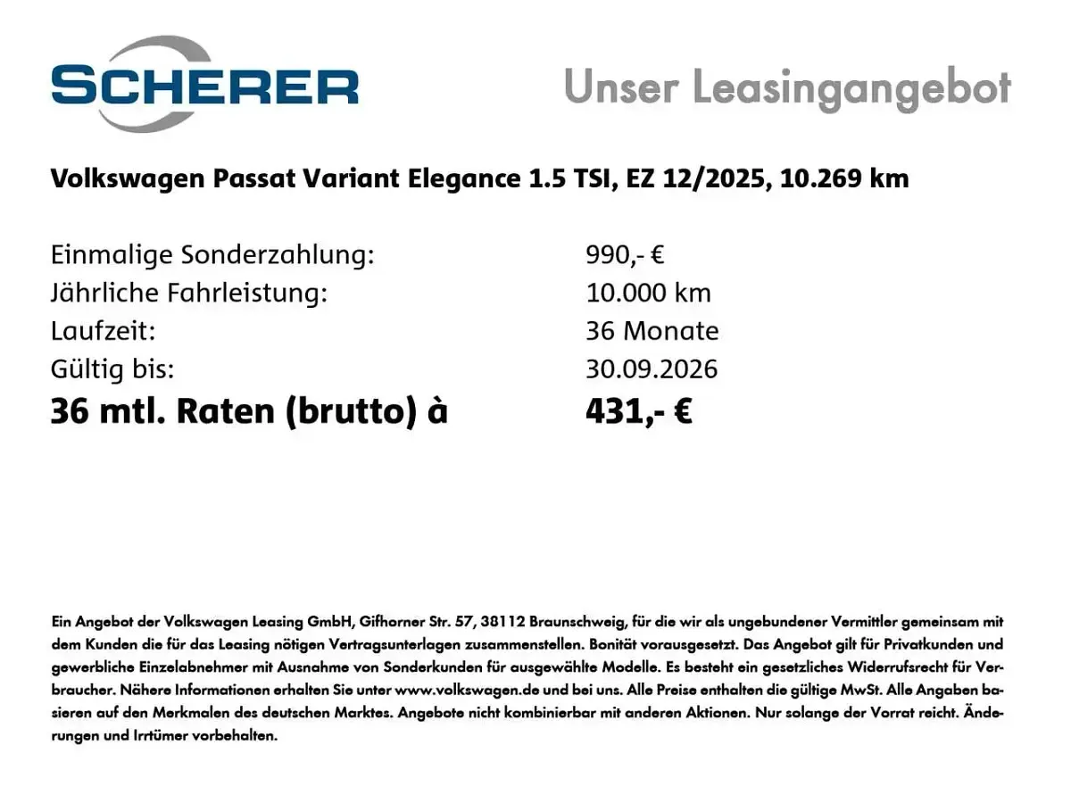 Gebraucht VW Passat Elegance 272 PS (200 kW) 2025 Reef blue metallic (metallic) Kombi