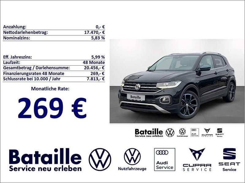Schwarz Gebraucht 2019 VW T-Cross Style SUV | 17.470 € (Guter Preis) - Bild 1/4