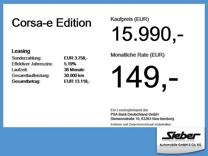 Gebraucht Opel Corsa-e Edition 100 kW (136 PS) 2023 Weiß Kleinwagen
