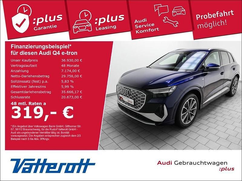 Navarrablau metallic Gebraucht 2021 Audi Q4 e-tron Ambiente SUV | 36.930 € (Fairer Preis) - Bild 1/4