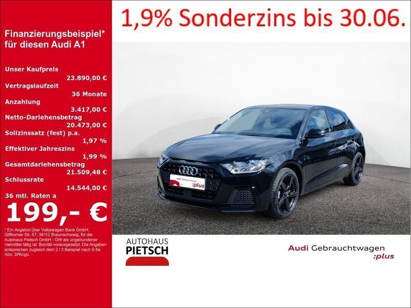 Schwarz Gebraucht 2024 Audi A1 Sportback Advanced Plus Kleinwagen | 23.890 € (Superpreis) - Bild 1/4