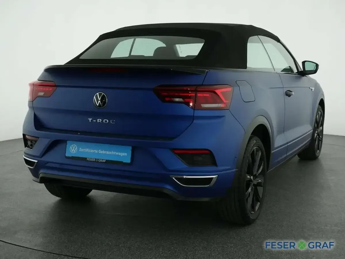 Gebraucht VW T-Roc Cabriolet R-line 150 PS (110 kW) 2021 Ravennablau matt/schwarz Cabrio