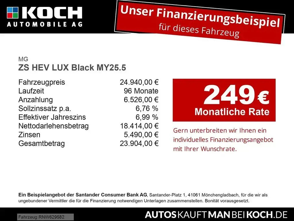 Neu MG ZS 194 PS (142 kW) 2026 Pebble black SUV