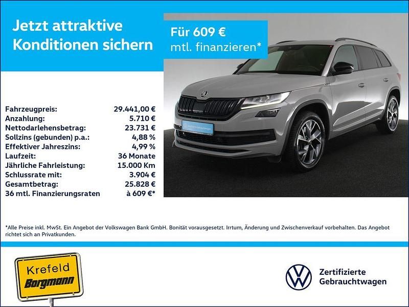Steelgrau Gebraucht 2019 Skoda Kodiaq SportLine SUV | 29.441 € (Fairer Preis) - Bild 1/4
