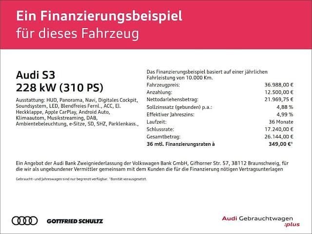 Schwarz Gebraucht 2022 Audi S3 Ambiente Limousine | 36.988 € (Fairer Preis) - Bild 1/1