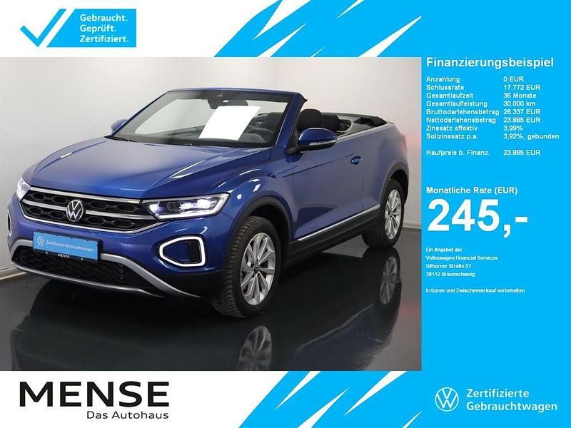 Blau Gebraucht 2023 VW T-Roc Cabriolet Style Cabrio | 23.885 € (Guter Preis) - Bild 1/4