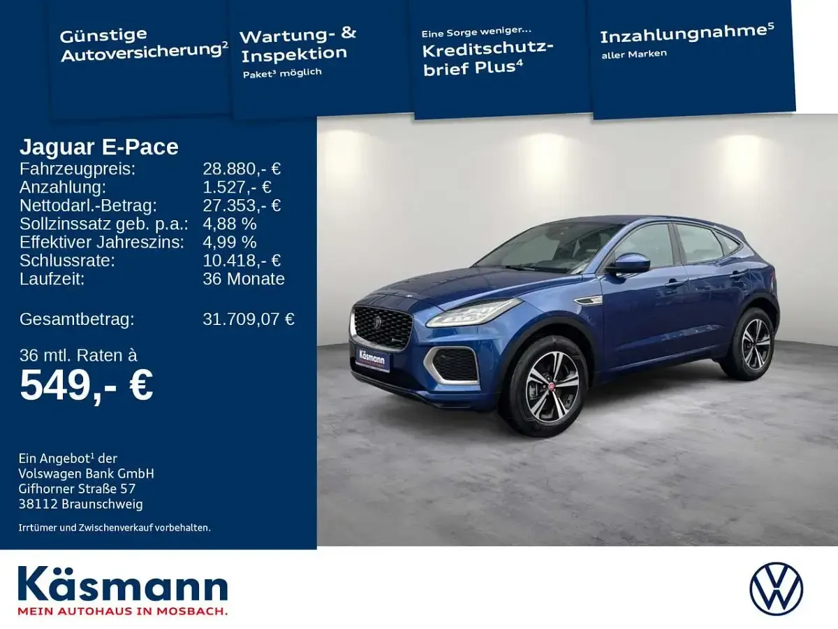 Käytetty Jaguar E-Pace R-Dynamic 160 HP (117 kW) 2022 Sininen Katumaasturi