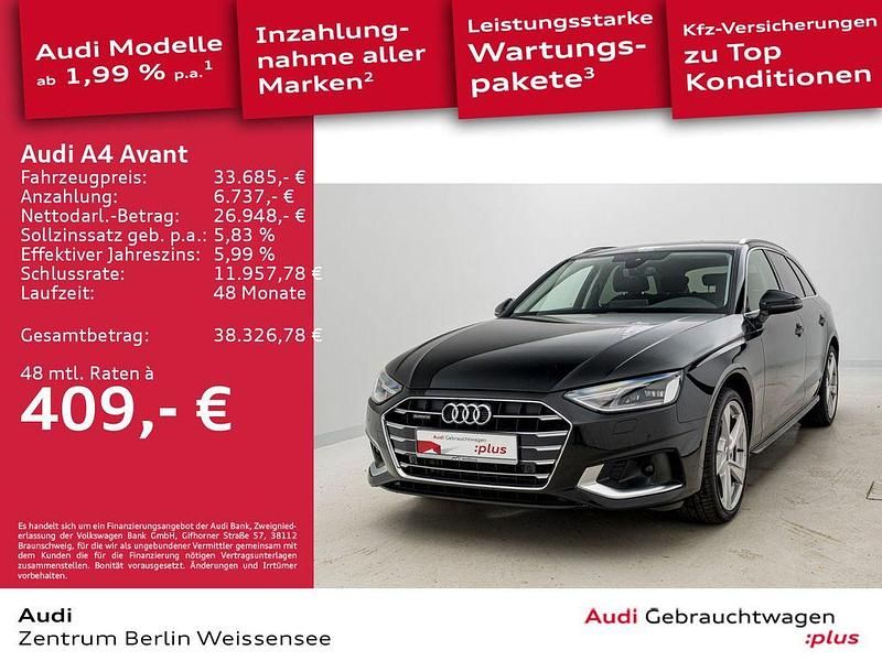 Mythosschwarz metallic Gebraucht 2023 Audi A4 Advanced Kombi | 33.685 € (Fairer Preis) - Bild 1/4