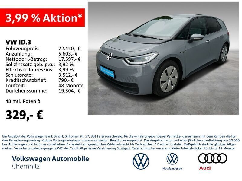 Mondsteingrau Gebraucht 2021 VW ID.3 Pro Performance Kleinwagen | 22.410 € (Fairer Preis) - Bild 1/4