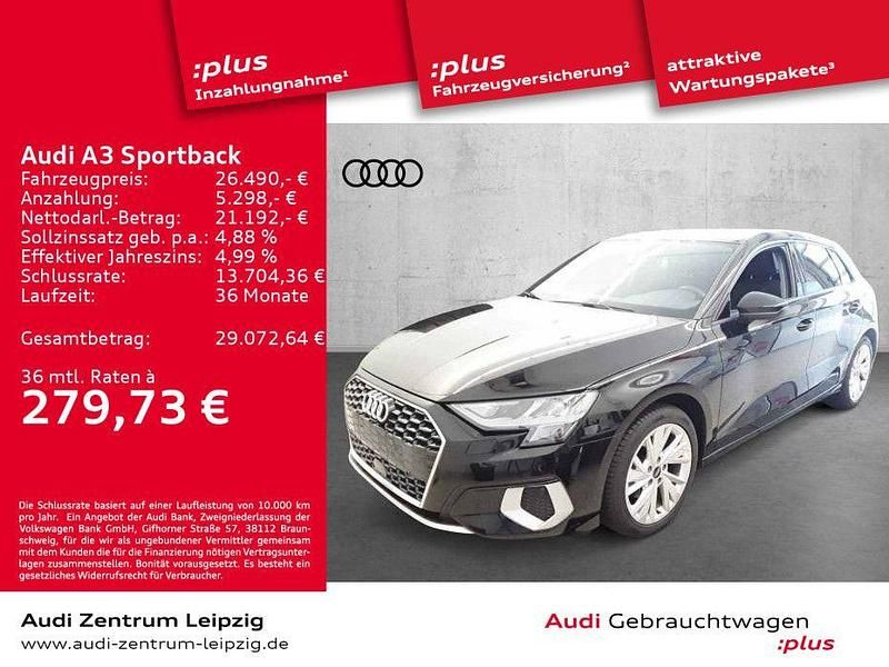 Schwarz Gebraucht 2022 Audi A3 Sportback Business Limousine | 26.490 € (Fairer Preis) - Bild 1/3