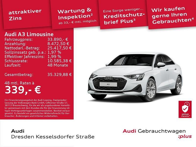 Gebraucht Audi A3 Ambiente 150 PS (110 kW) 2025 Gletscherweiß metallic Limousine