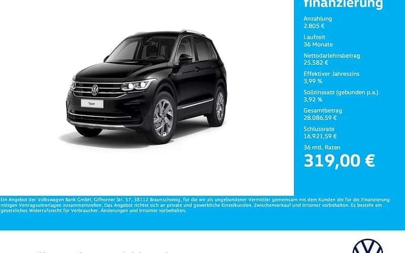 Deep black perleffekt Gebraucht 2021 VW Tiguan Elegance SUV | 28.387 € (Guter Preis) - Bild 1/4