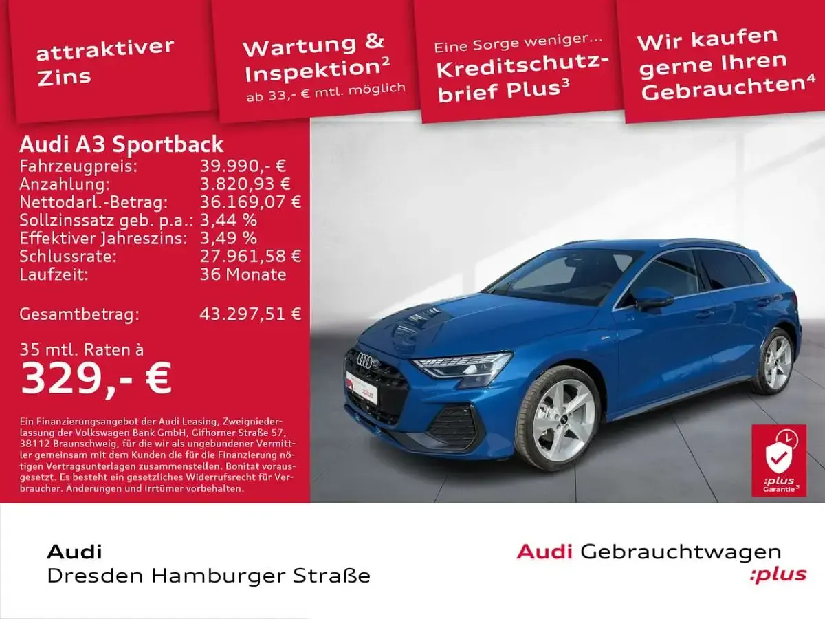 Gebraucht Audi A3 S-Line 204 PS (150 kW) 2025 Ascariblau metallic Limousine