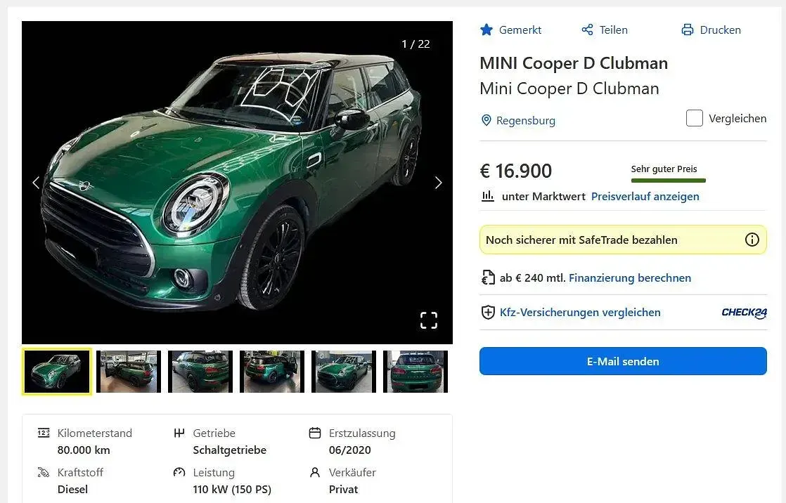 Gebraucht Mini Clubman 150 PS (110 kW) 2020 Grün Kombi
